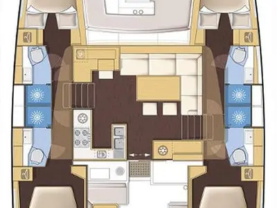 Floor plan of Stella, a Lagoon 450 S catamaran at Općina Marina, Croatia