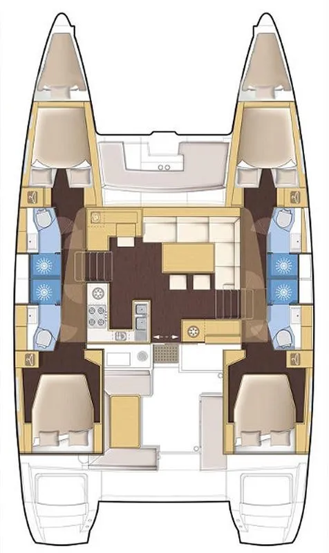 Floor plan of Stella, a Lagoon 450 S catamaran at Općina Marina, Croatia