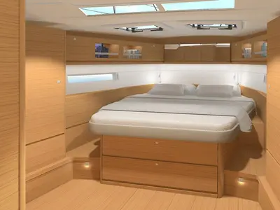 Cabin on Malu', a Dufour 520 Grand Large sailboat at Vibo Valentia, Italy