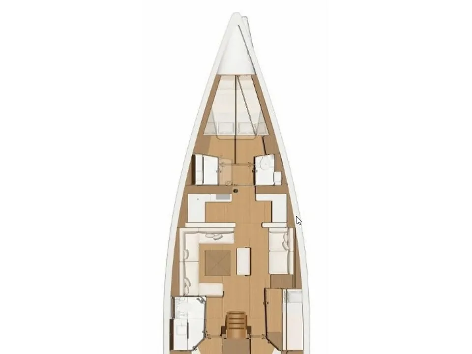 Floor plan of Malu', a Dufour 520 Grand Large sailboat at Vibo Valentia, Italy