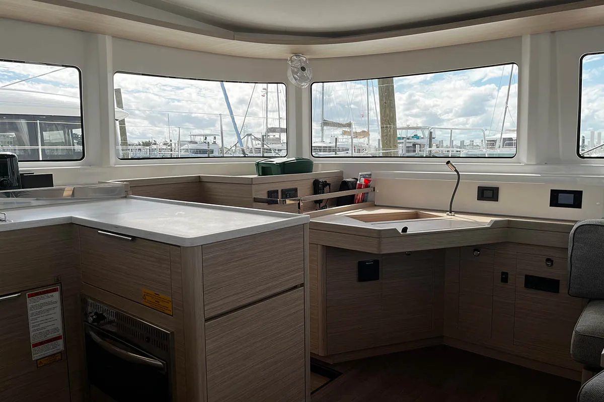 Galley of Watercolor, a Lagoon 46 catamaran at Central Abaco, Bahamas