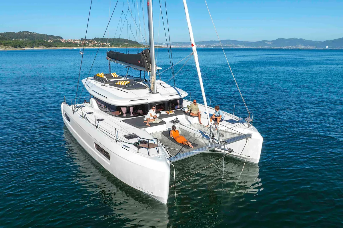 GOA 12, a Lagoon 43 catamaran at Sant Antoni de Portmany, Spain