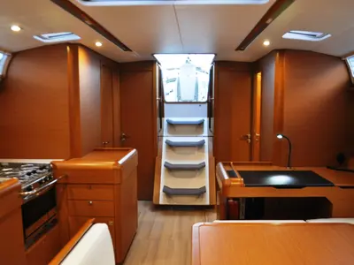Galley of Ekaterina, a Jeanneau Sun Odyssey 519 sailboat at Athens, Marina Delta Kallithea, Greece