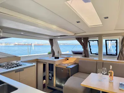 Galley of Nona, a Fountaine Pajot Isla 40 catamaran at Preveza, Greece