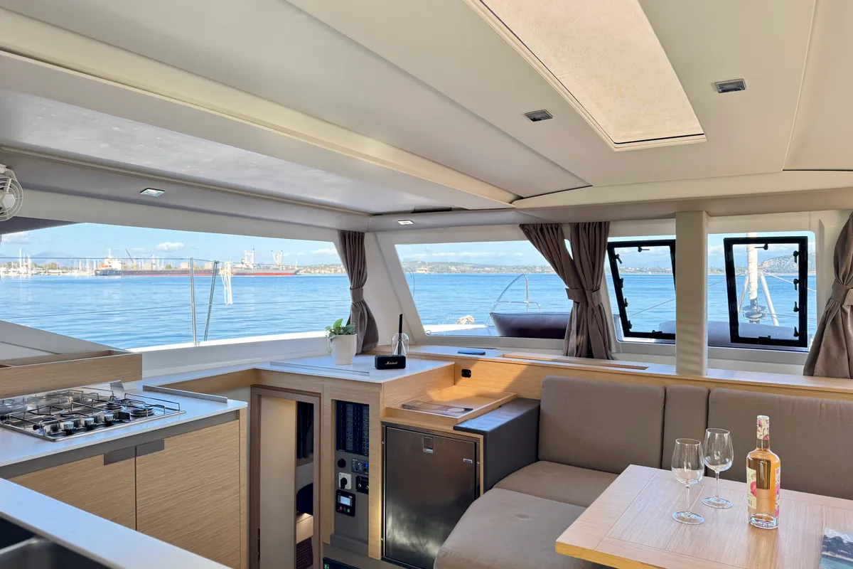 Galley of Nona, a Fountaine Pajot Isla 40 catamaran at Preveza, Greece