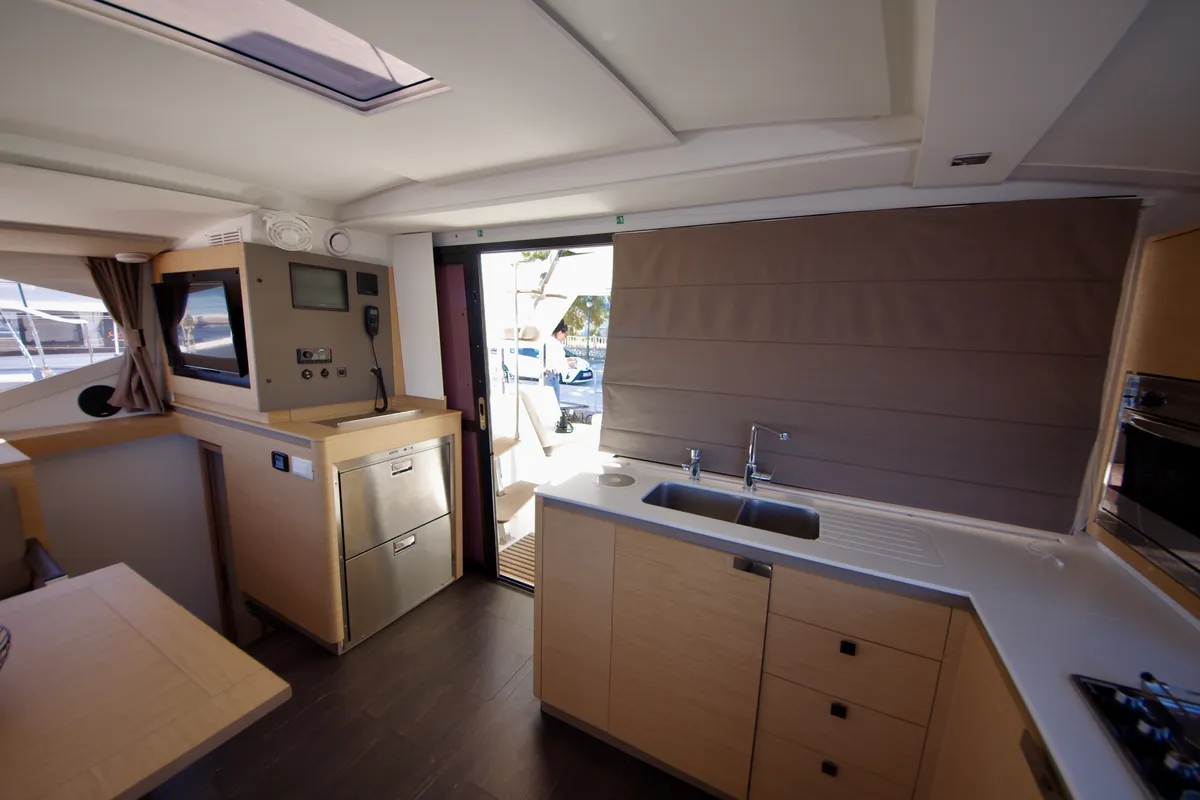 Galley of Nona, a Fountaine Pajot Isla 40 catamaran at Preveza, Greece