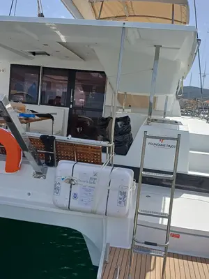 Deck of Nona, a Fountaine Pajot Isla 40 catamaran at Preveza, Greece