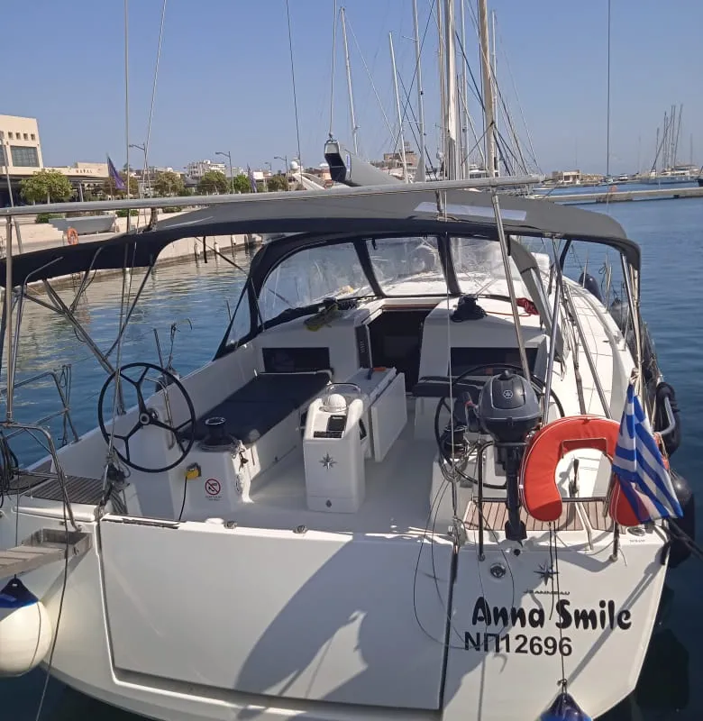 Cockpit of Anna smile, a Jeanneau Sun Odyssey 490 sailboat at Municipal Unit of Rhodes, Greece