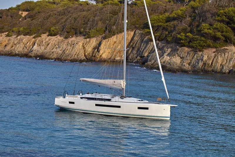 Exterior view of Anna smile, a Jeanneau Sun Odyssey 490 sailboat at Municipal Unit of Rhodes, Greece