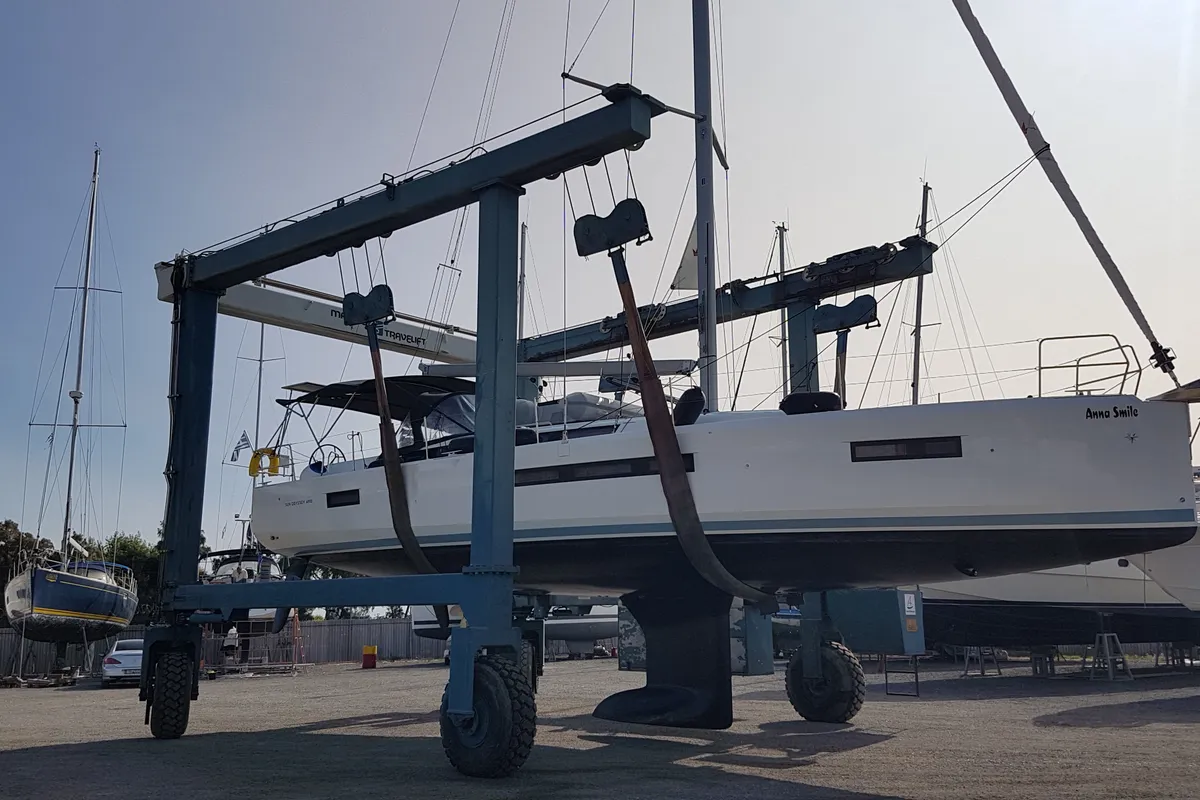 Anna smile, a Jeanneau Sun Odyssey 490 sailboat at Municipal Unit of Rhodes, Greece