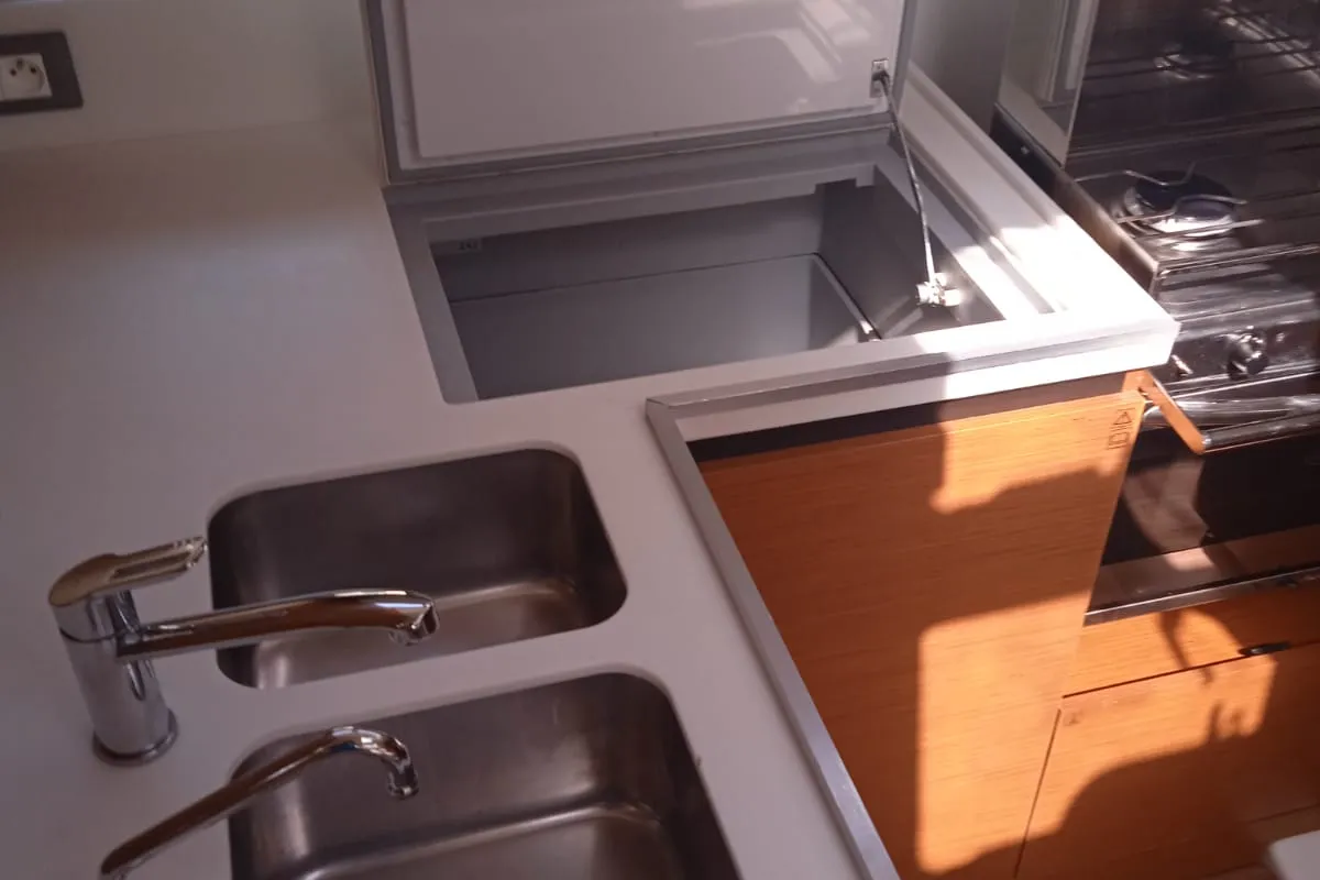 Galley of Anna smile, a Jeanneau Sun Odyssey 490 sailboat at Municipal Unit of Rhodes, Greece