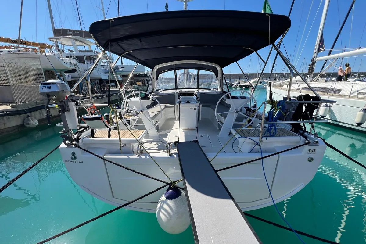 Exterior view of Orione, a Beneteau Oceanis 46.1 sailboat at Rosignano Solvay, Italy