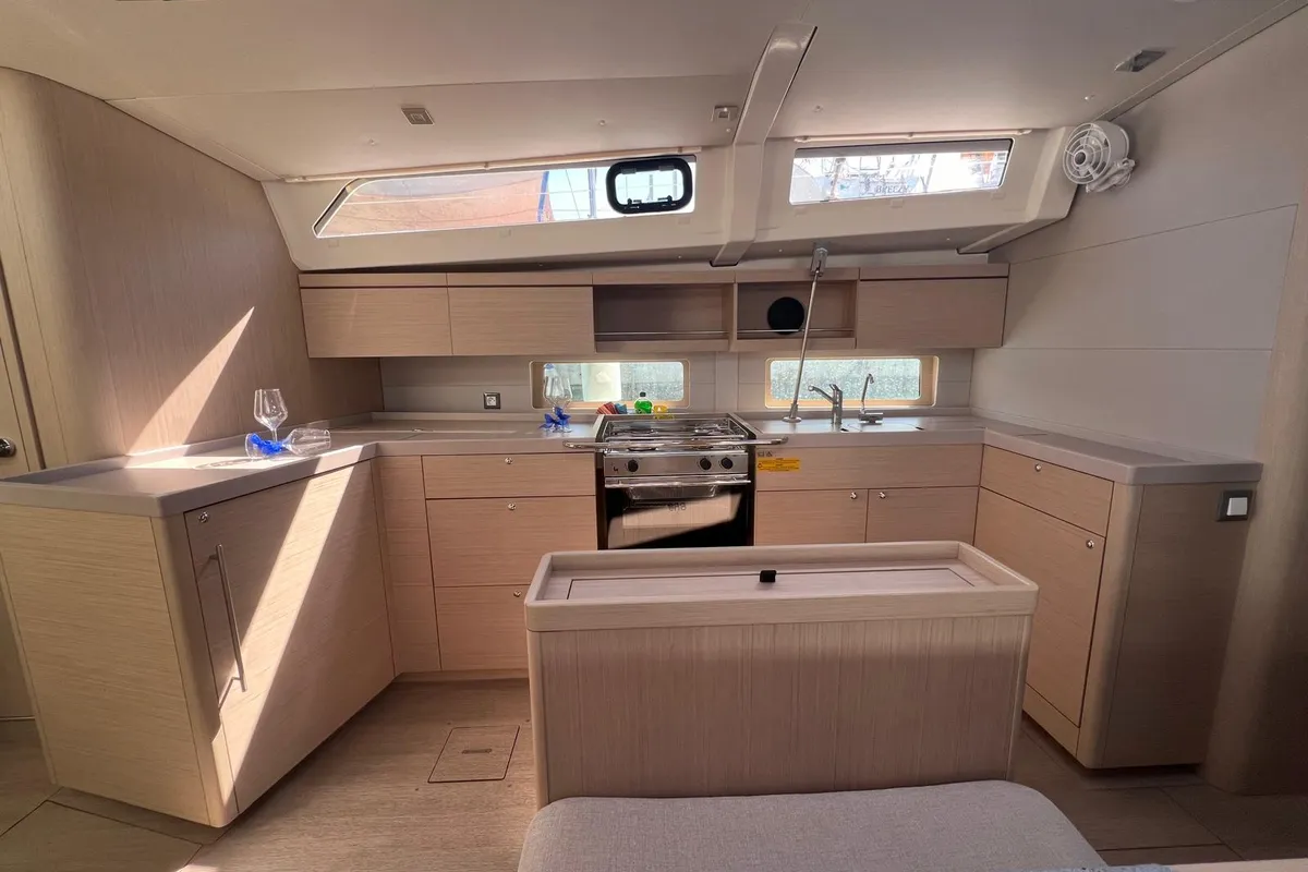 Galley of Orione, a Beneteau Oceanis 46.1 sailboat at Rosignano Solvay, Italy