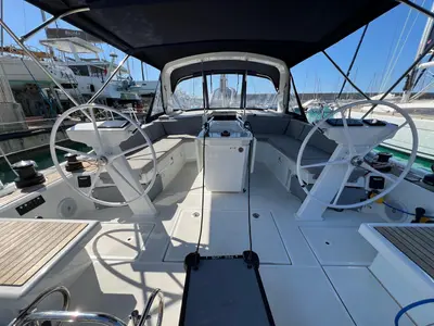 Cockpit of Orione, a Beneteau Oceanis 46.1 sailboat at Rosignano Solvay, Italy