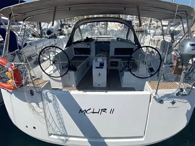 Cockpit of McLir II, a Jeanneau Sun Odyssey 440 sailboat at Nettuno, Italy