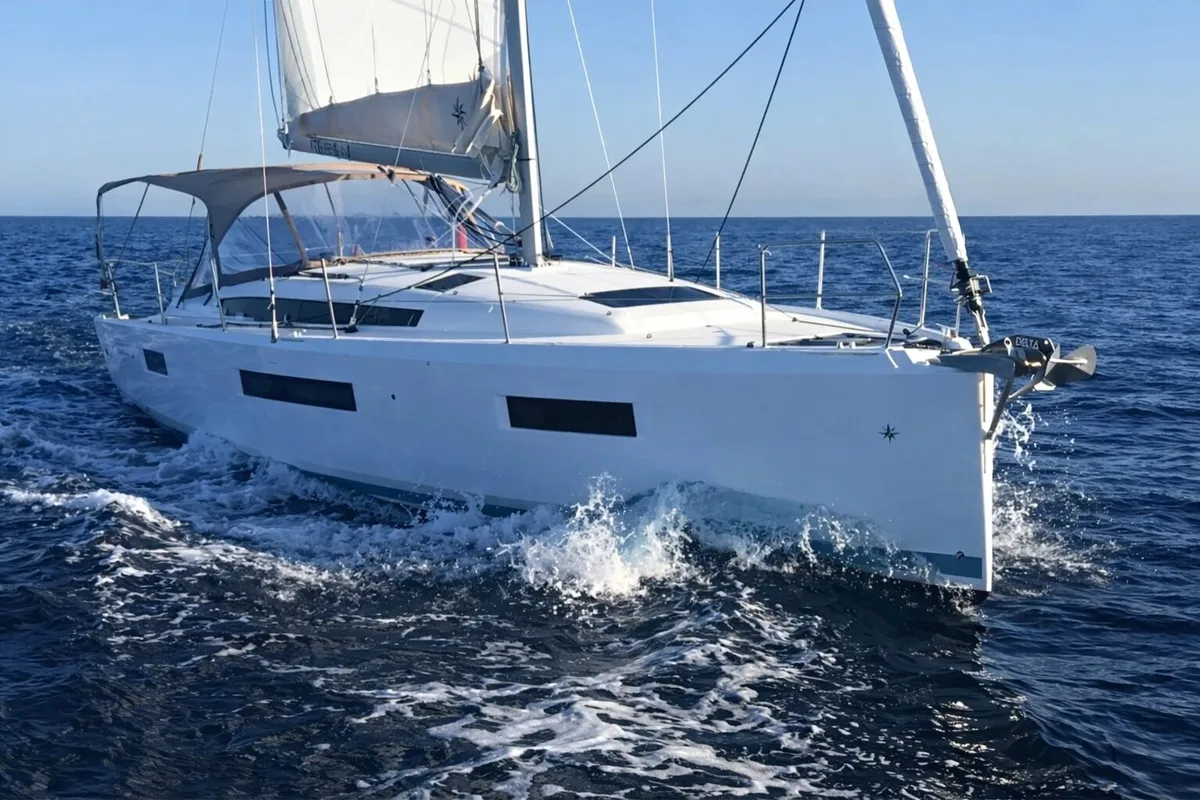 Exterior view of McLir II, a Jeanneau Sun Odyssey 440 sailboat at Nettuno, Italy