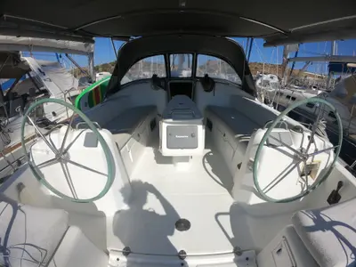 Cockpit of Classic, a Beneteau Cyclades 43.4 sailboat at Bodrum, Turkey