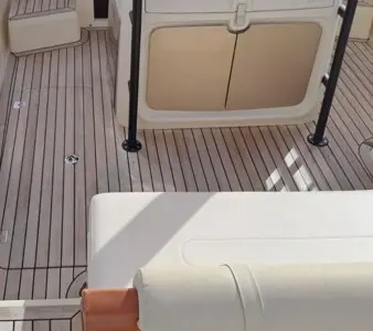 Deck of Invictus, a Invictus GT280 motorboat at Olbia, Italy