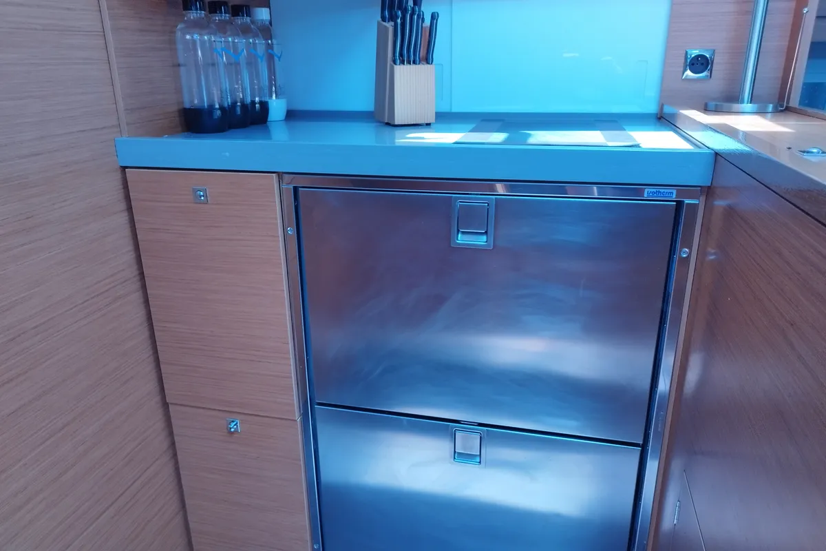 Galley of Euphoria, a Dufour 470 sailboat at Olbia, Italy