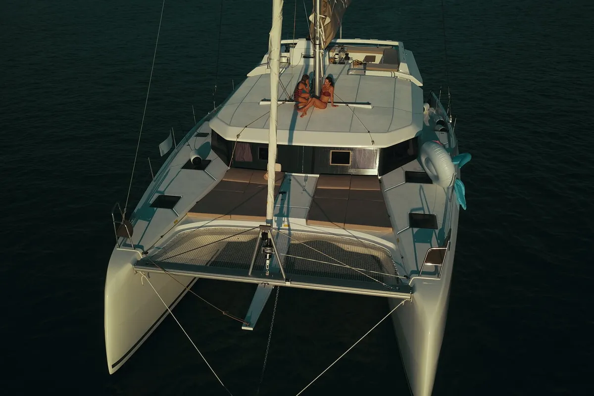 Deck of Seaven, a Dufour 48 Catamaran catamaran at Grad Kaštela, Croatia
