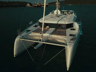 Deck of Seaven, a Dufour 48 Catamaran catamaran at Grad Kaštela, Croatia