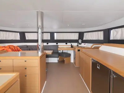 Salon of Seaven, a Dufour 48 Catamaran catamaran at Grad Kaštela, Croatia