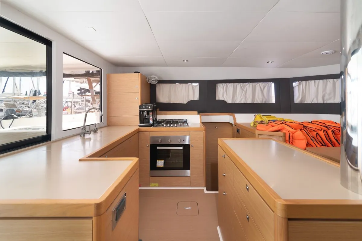 Galley of Seaven, a Dufour 48 Catamaran catamaran at Grad Kaštela, Croatia