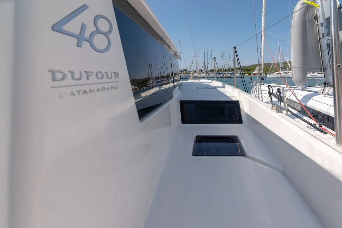 Seaven, a Dufour 48 Catamaran catamaran at Grad Kaštela, Croatia