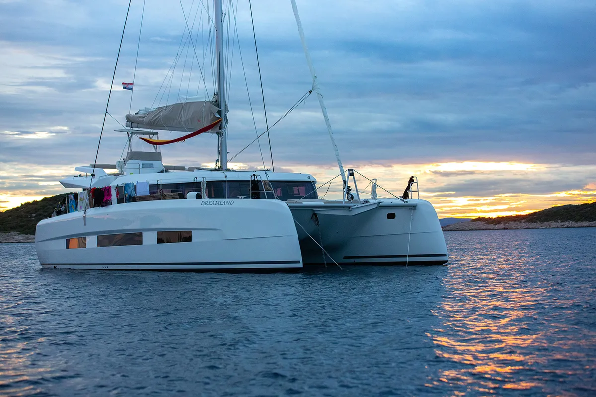 Seaven, a Dufour 48 Catamaran catamaran at Grad Kaštela, Croatia