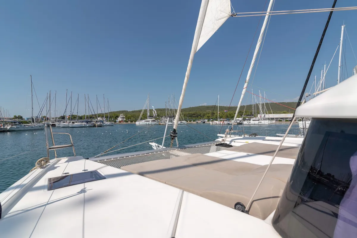 Seaven, a Dufour 48 Catamaran catamaran at Grad Kaštela, Croatia