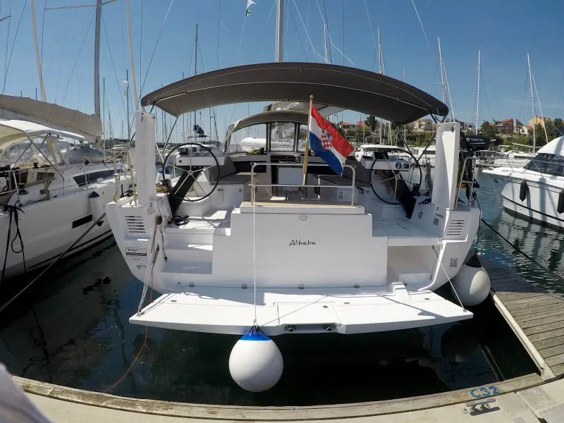 Exterior view of Alibaba, a Dufour 470 sailboat at Grad Šibenik, Croatia