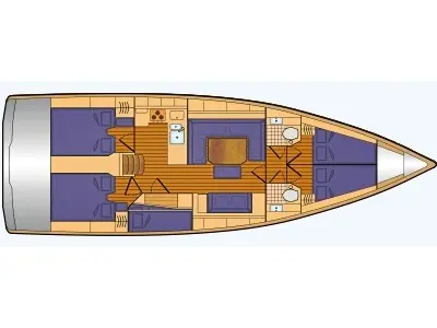 Floor plan of Desdemona, a Bavaria C45 sailboat at Gothenburg, Sweden