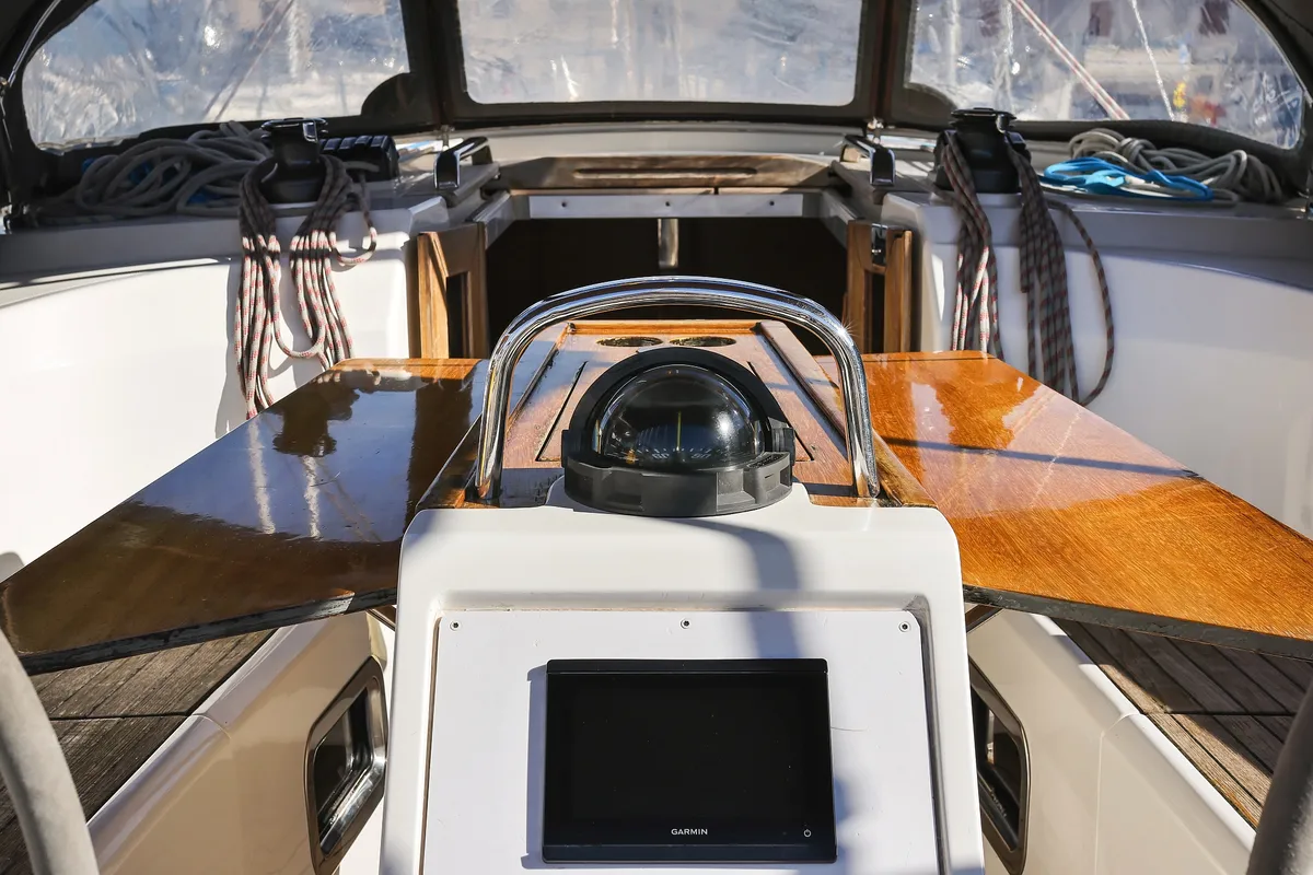 Cockpit of Lady One, a Bavaria Cruiser 34 sailboat at Grad Biograd na Moru, Croatia