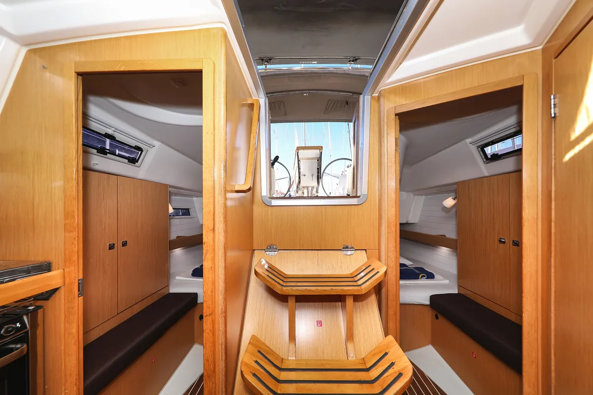 Salon of Lady One, a Bavaria Cruiser 34 sailboat at Grad Biograd na Moru, Croatia