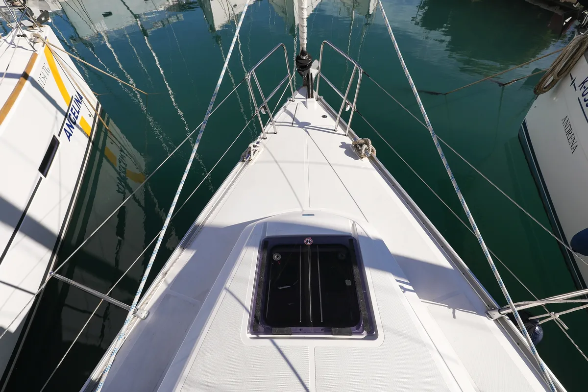 Deck of Lady One, a Bavaria Cruiser 34 sailboat at Grad Biograd na Moru, Croatia
