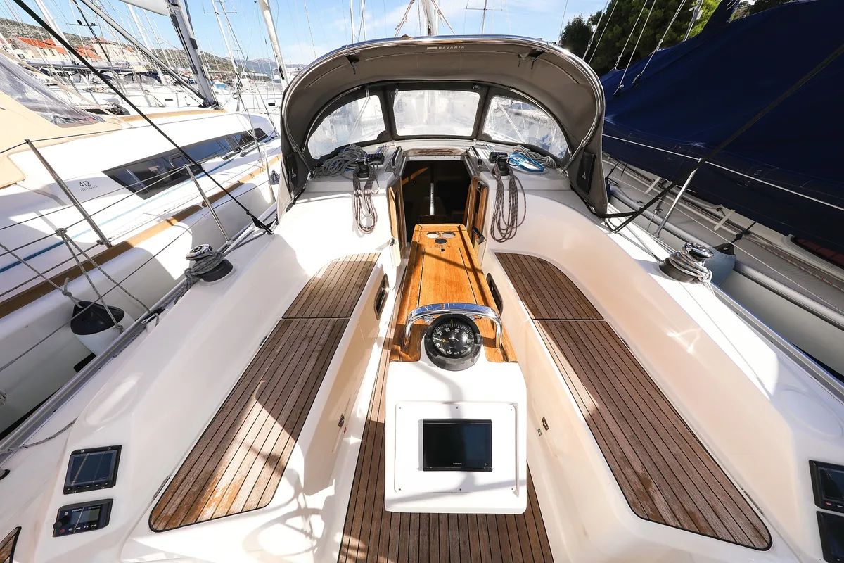Cockpit of Lady One, a Bavaria Cruiser 34 sailboat at Grad Biograd na Moru, Croatia