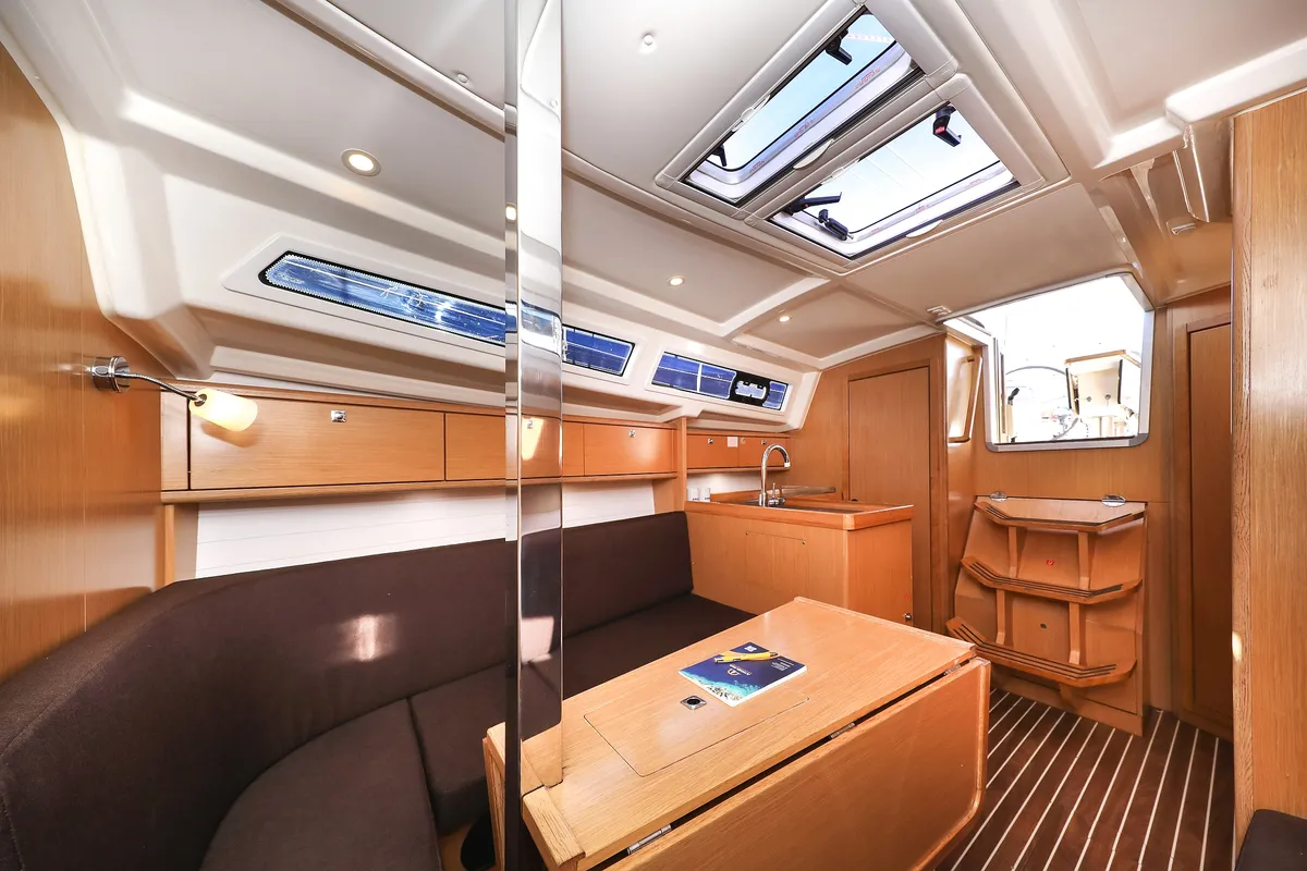 Salon of Lady One, a Bavaria Cruiser 34 sailboat at Grad Biograd na Moru, Croatia