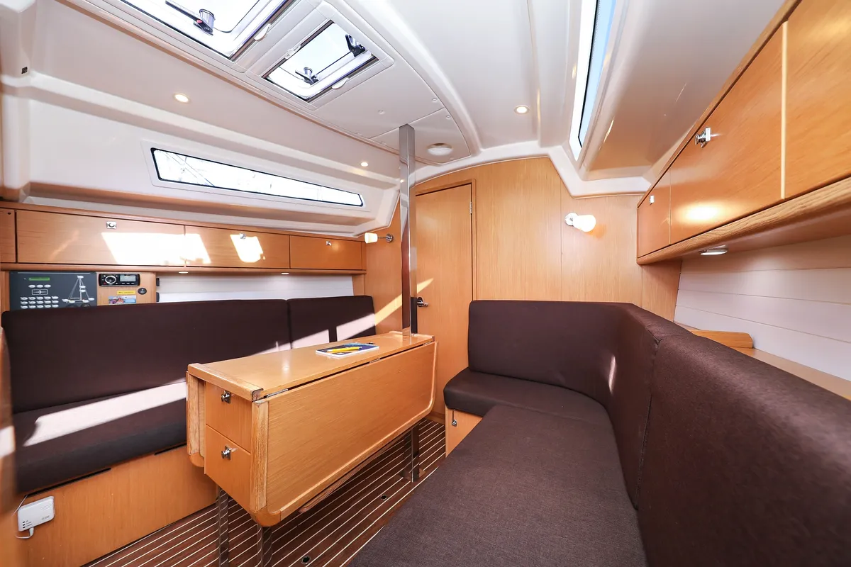 Salon of Lady One, a Bavaria Cruiser 34 sailboat at Grad Biograd na Moru, Croatia