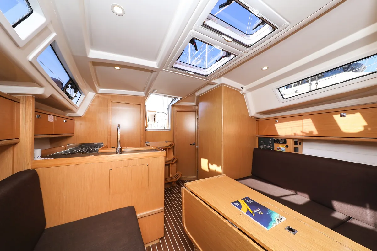 Salon of Lady One, a Bavaria Cruiser 34 sailboat at Grad Biograd na Moru, Croatia