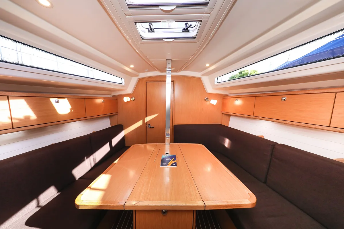 Salon of Lady One, a Bavaria Cruiser 34 sailboat at Grad Biograd na Moru, Croatia