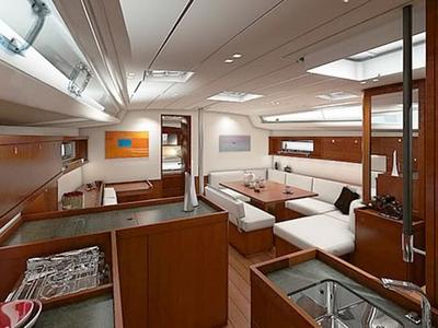 Salon of O48-15, a Beneteau Oceanis 48 sailboat at Athens, Greece