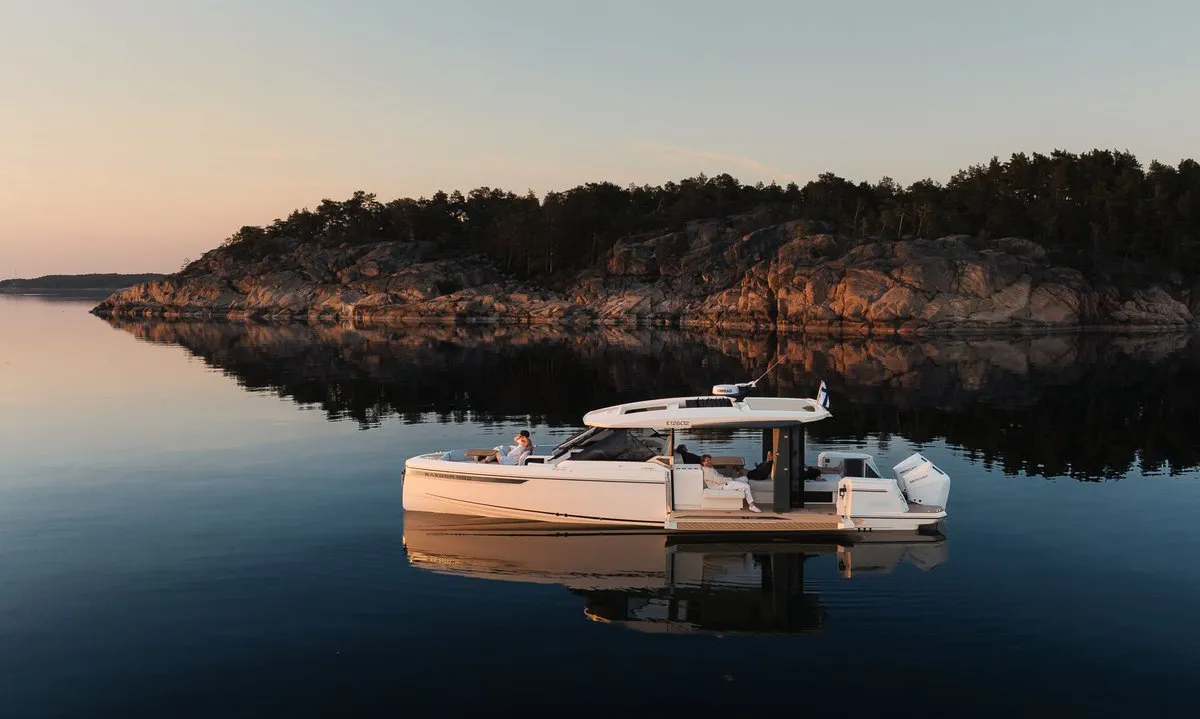 Exterior view of Blade, a Saxdor 400 GTO motorboat at Općina Sukošan, Croatia