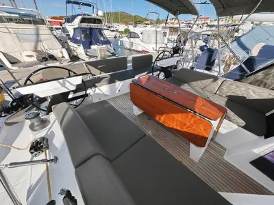 Deck of Aniela, a Dufour 41 sailboat at Grad Biograd na Moru, Croatia