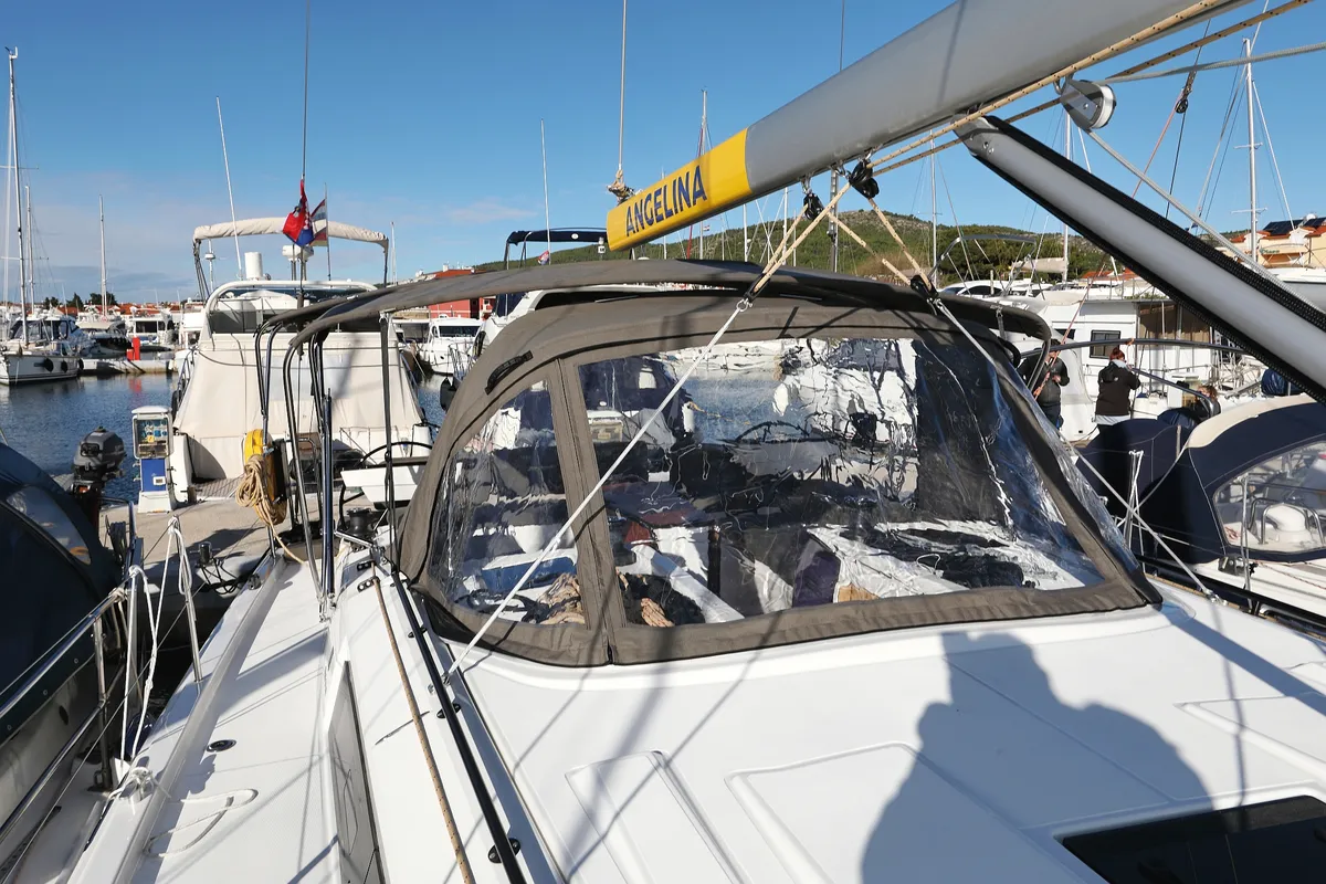 Deck of Aniela, a Dufour 41 sailboat at Grad Biograd na Moru, Croatia