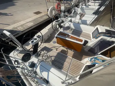 Cockpit of Eolya, a Dufour 360 GL sailboat at Hyères, France