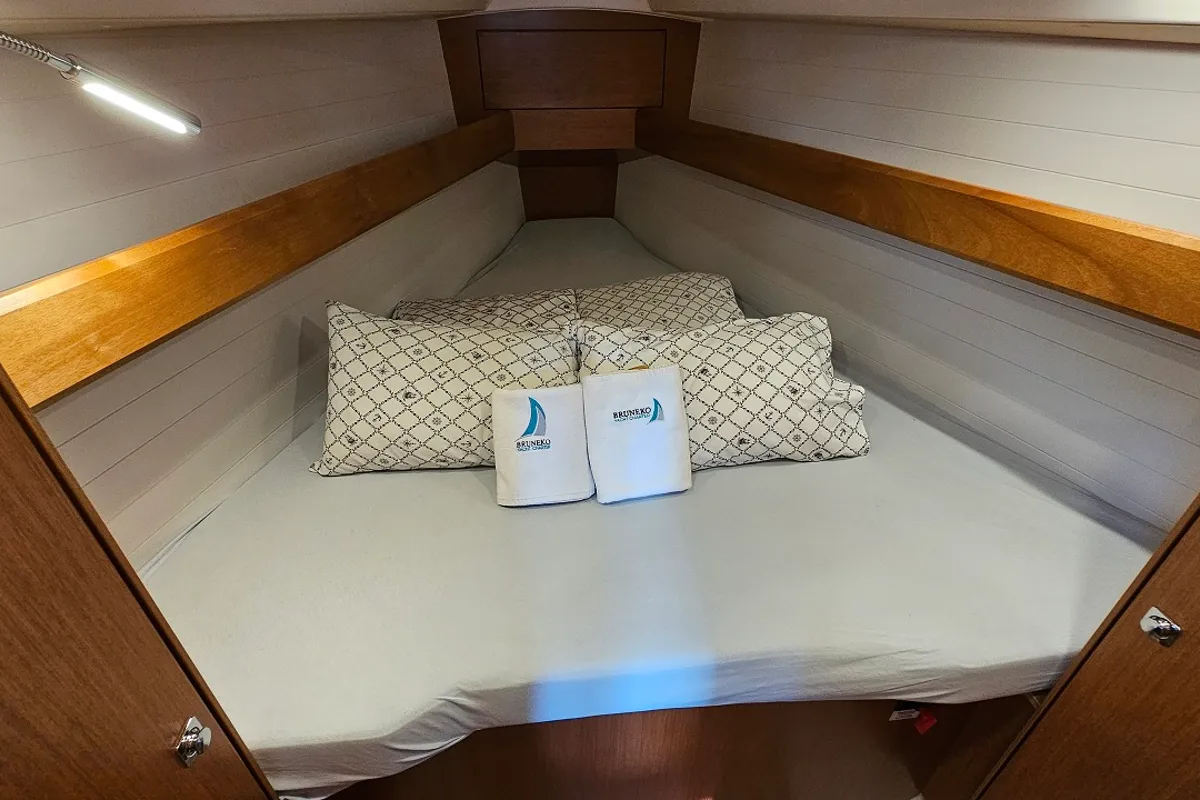 Cabin on Zen, a Bavaria Cruiser 34 Style sailboat at Zadar, Croatia