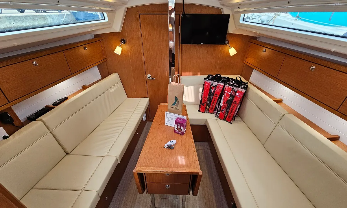 Salon of Zen, a Bavaria Cruiser 34 Style sailboat at Zadar, Croatia