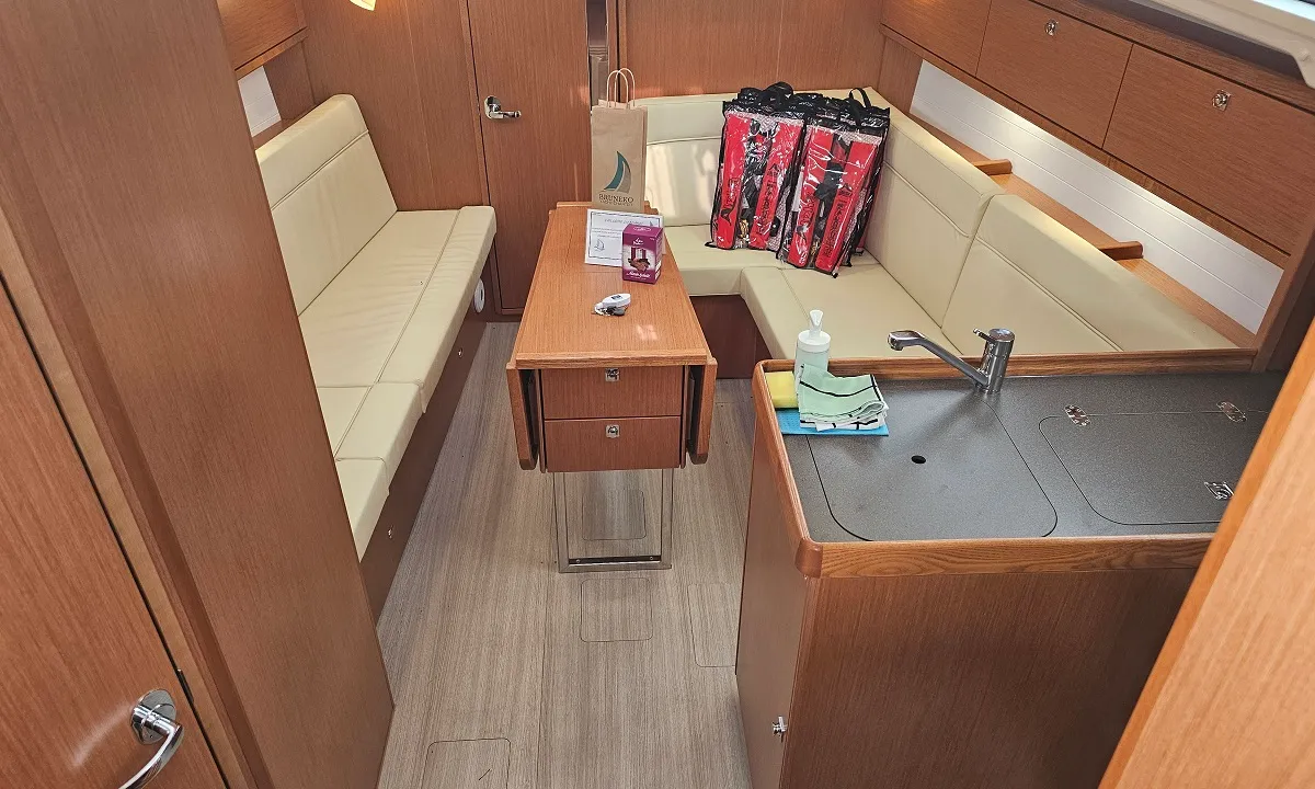 Salon of Zen, a Bavaria Cruiser 34 Style sailboat at Zadar, Croatia