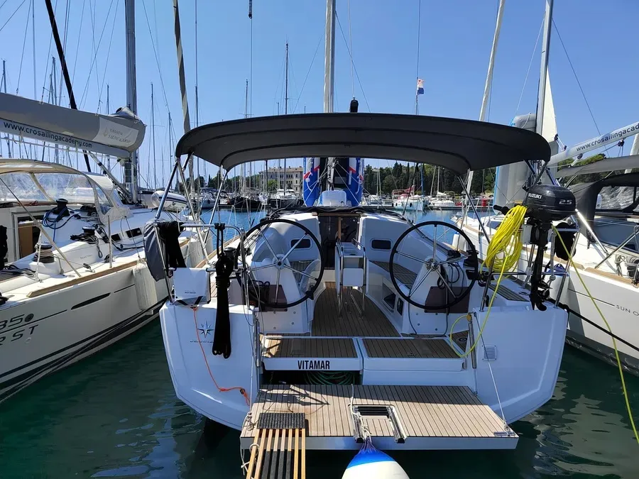 Exterior view of Vitamar, a Jeanneau Sun Odyssey 349 sailboat at Grad Pula, Croatia