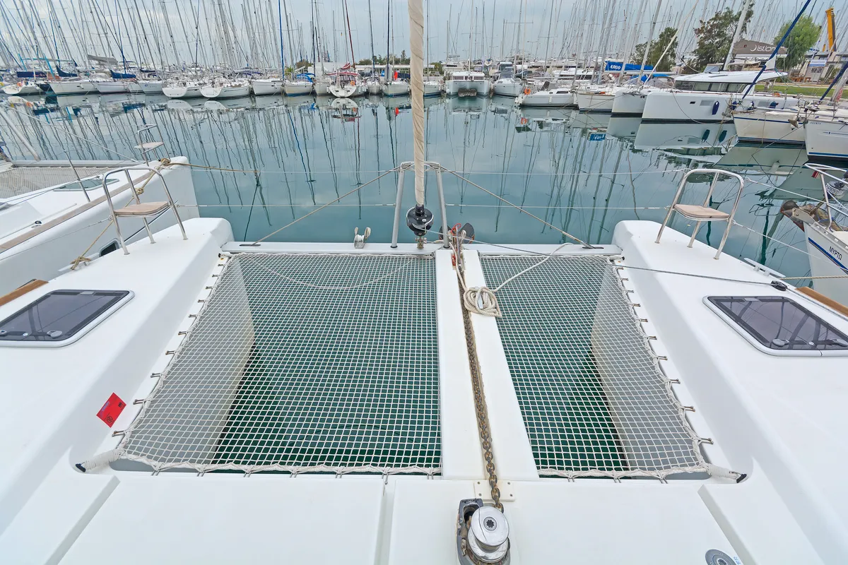 Deck of Catanoo, a Lagoon 39 catamaran at Kos, Greece